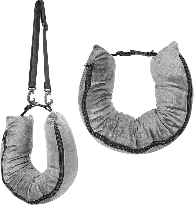 Stuffable Travel Neck Pillow Velvet Stuffable Pillow for Traveling Neck Pillows for Extra Luggage with Adjustable Necks Size Portable Travel Essentials Multifunctional Sleeping Rest Cushion