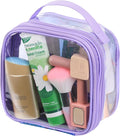 BORMELUN TSA clear toiletry bag airport approved see through pvc plastic pouch transparent makeup carry on with handle(purple)