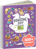Pawsome Day 300+ Kids Sticker Book by Cupkin Toddler Airplane Travel Coloring and Sticker Book, Road Trip Essentials, 8 Coloring Pages 8 Side by Side Scenes for Ages 2–8 Years