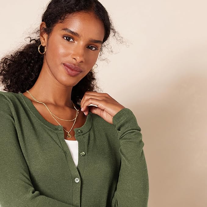 Amazon Essentials Women's Lightweight Crewneck Cardigan Sweater (Available in Plus Size)
