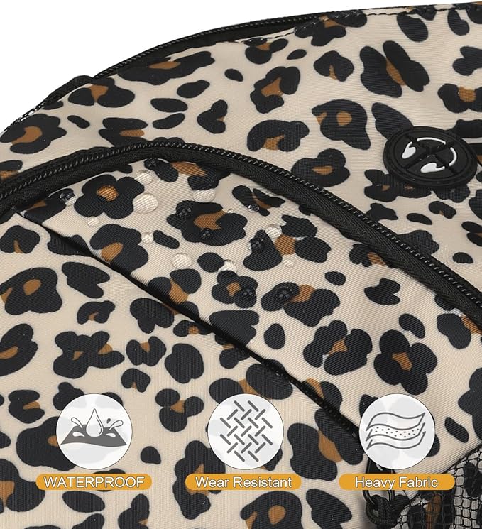 Pritent Crossbody Bags for Women Man Waterproof Sling Bag Backpack Trendy Casual Cross Body Bag with Convertible Shoulder Strap Chest Bag for Camping Hiking Travel Essentials (Leopard, Large )