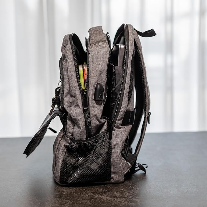 (Not Made In China) Travel Laptop Backpack, Anti-Theft Pocket, Slim Bookbag For College School Business, Holds 15.6 Inch Computer, USB Charging Port
