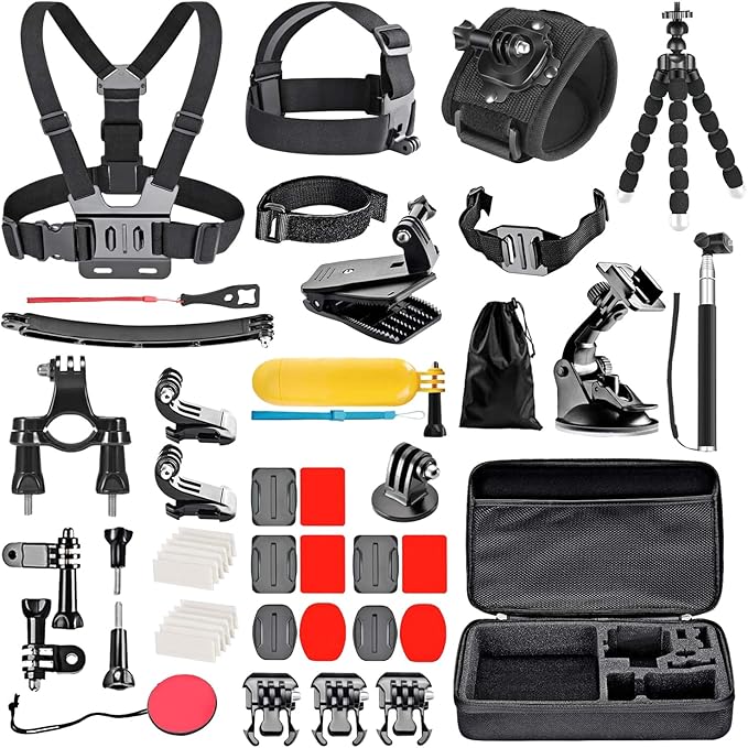 50 in 1 Action Camera Accessory Kit Compatible with Gopro Hero 12 11 10 9, DJI OSMO 4 3 2, Insta360 X3 X2 GO 3, SJCAM, DBPOWER, Campark, Sony Sports DV