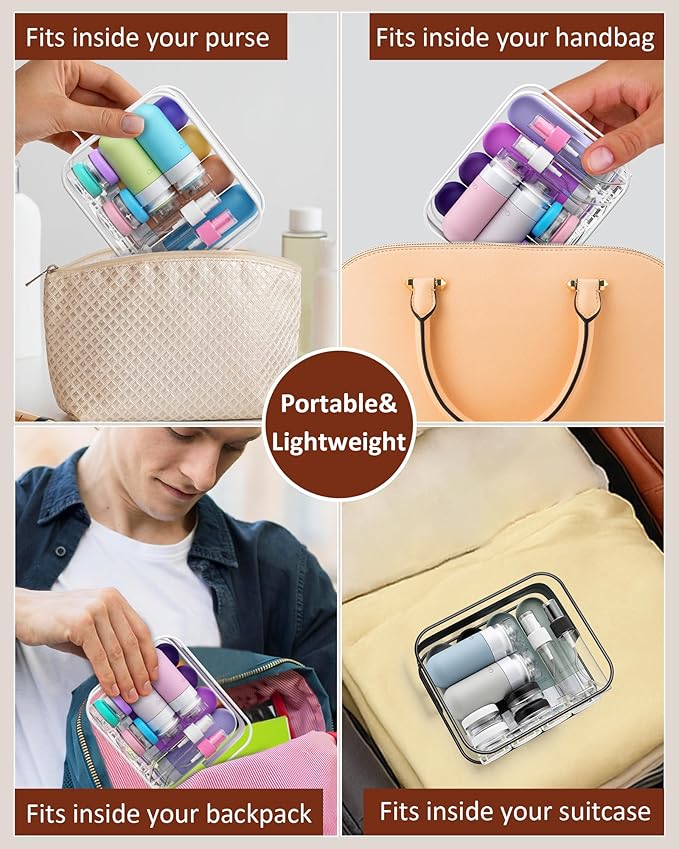 20 Pack Travel Bottles for Toiletries, Original Patented, TSA Approved Travel Size Containers, Leak Proof Silicone Shampoo and Conditioner Bottles Women & Men, Airplane Cruise Essentials, Purple