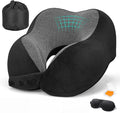 Travel Neck Pillows for Airplanes Memory Foam Neck Pillow for Traveling Adjustable Travel Pillow for Sleeping, Airplane,Train, Car with Eye Mask, Earplugs, Carry Bag