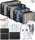 ALL INCLUDED - 12 Set Packing Cubes for Suitcases Carry On, Travel Essentials/Accessories Luggage Organizer Bags Set, Includes Cubes, Shoes Bag, Matte Cosmetic Bag, Zipper Bags