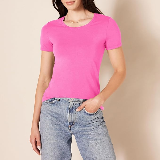 Amazon Essentials Women's Regular-Fit Short-Sleeve T-Shirt (Crewneck and V-Neck Options), Multipacks