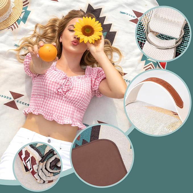 2 in 1 Extra Large Boho Beach Blanket Towel Sand Free Outdoor Picnic Mat Giant Oversized Xl Big Jumbo Huge Turkish Woven Throw Cloud Summer Vacation Essential Travel Must Have Accessories Women Gift