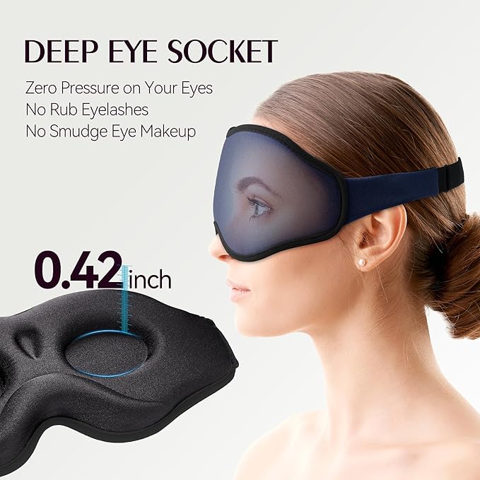 Sleep Mask for Lash Extensions - Blackout Eye Cover, 3D Contoured Sleeping Mask for Side Sleeper, Soft Memory Foam, Eye Masks for Travel, Airplane, Night(Cloud Black, Cloud Pink)