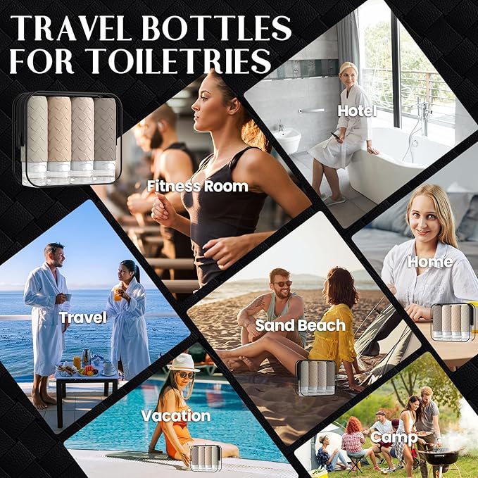 Silevoler Travel Bottles for Toiletries, TSA Approved Silicone Travel Size Containers for Toiletries, BPA Free Leak Proof Refillable Essentials Accessories, Shampoo and Conditioner Bottles (Cream)