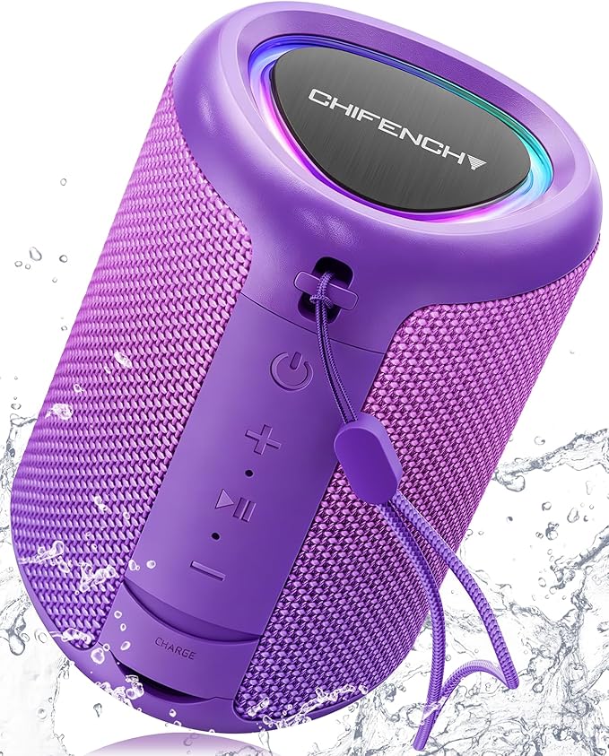 Portable Bluetooth Speaker Beach Essentials: Powerful Crystal Clear Sound/Dynamic Light/IPX5 Waterproof/All Day Playtime/Wireless BT 5.3/TWS Paring, Mom Gifts, Outdoor|Travel|Camping|Pool Accessories