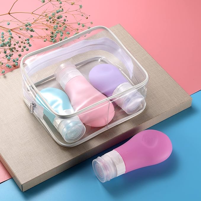 Gemice 16 Pack Travel Bottles Set for Toiletries, TSA Approved Travel Size Containers Leak Proof Silicone Squeezable Travel Accessories 2oz 3oz for Shampoo Conditioner Lotion Body Wash