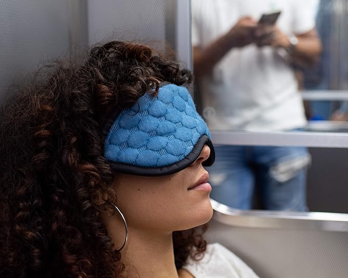 Bewell Eye Mask to Block Light for Travel, Sleep Aid for Airplane, Hotel, Airport, Insomnia + Headache Relief with Adjustable Straps, Gray