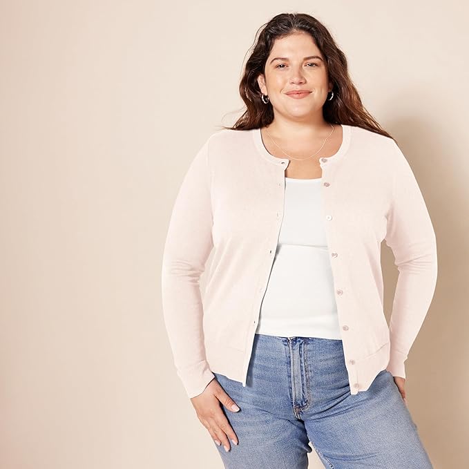 Amazon Essentials Women's Lightweight Crewneck Cardigan Sweater (Available in Plus Size)