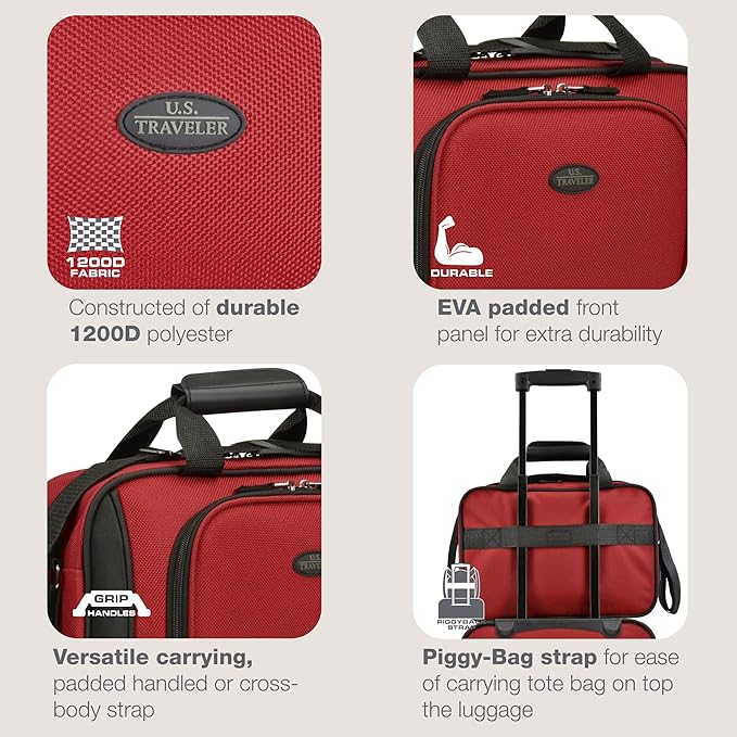 U.S. Traveler Rio 14" Travel Tote Bag, Lightweight 1200D Carry-On Bag for Women & Men, Parent SKU