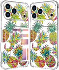 Compatible with iPhone 17 Pro Max Case Card Holder for Women Cute Design,Wallet Phone Cases Transparent Cool Kawaii Protective (Clear Pineapple Fruit Tropical)
