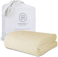 Threadmill Vanilla Cream 100% Combed Cotton King Size Blanket, All-Season Soft Breathable Light Weight Herringbone Throw