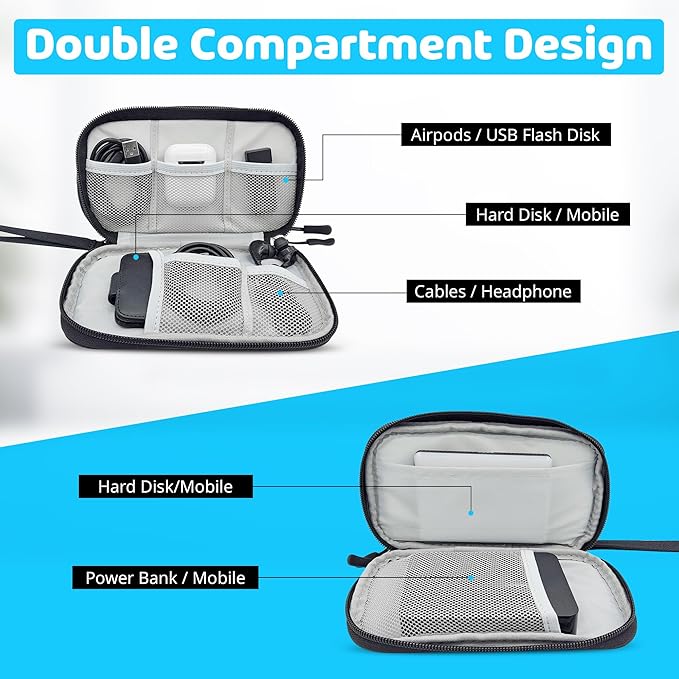 GottaHaveit | Travel Electronic organizer – For Cable, Charger, and Cord, Tech Organizer (Black)