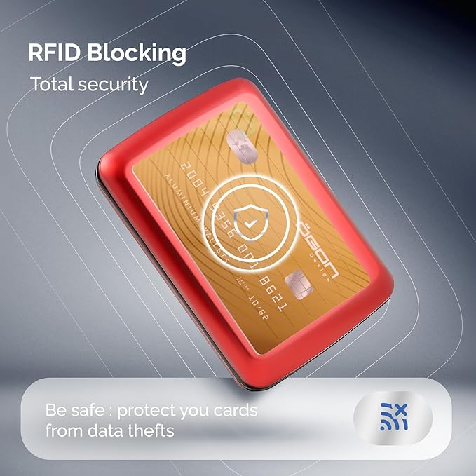 ÖGON -DESIGNS- Aluminum card holder with metal lock, RFID protection against fraud and demagnetization, compact wallet, Smart Case OSLO model