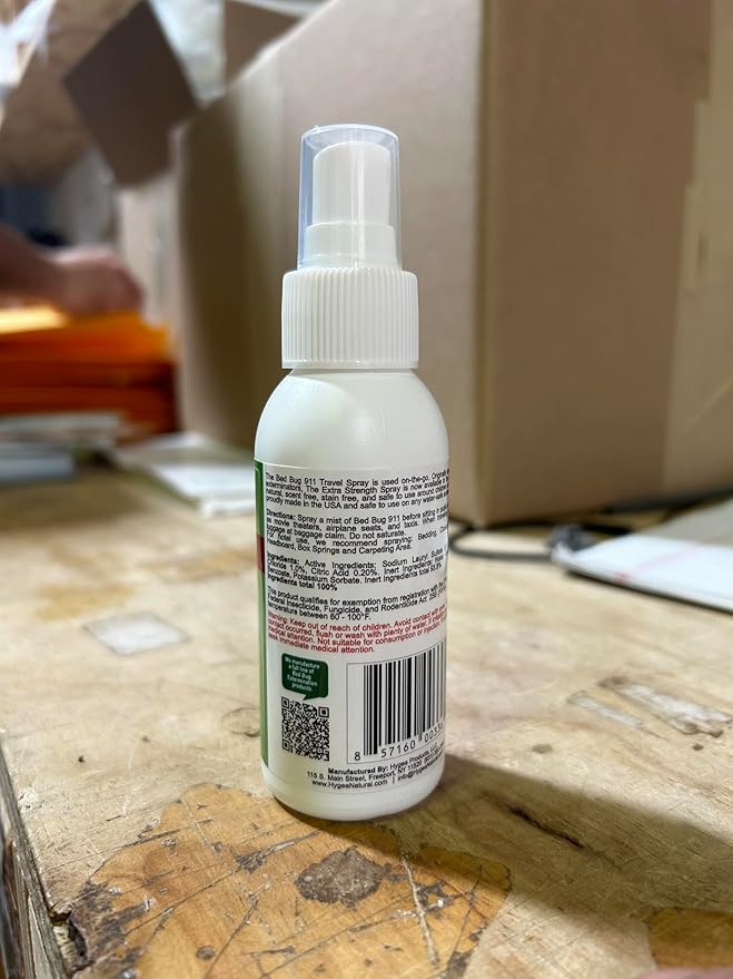 Hygea Natural Lice, Mite, and Bed Bug Killer Travel Spray - TSA Approved 3 oz Size Bottles, Child & Pet Friendly, Stain & Odor Free, for Hotels, Suitcase, Backpack, Shoes, Bed Bug Spray (2 Pack)
