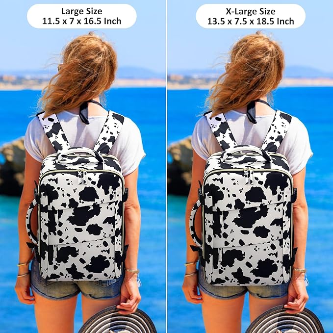 Tenot Carry on Backpack for Women TSA Approved 15.6 Inch Travel Laptop Backpack for Women Travel Essentials Womens Travel Backpack Cow Print