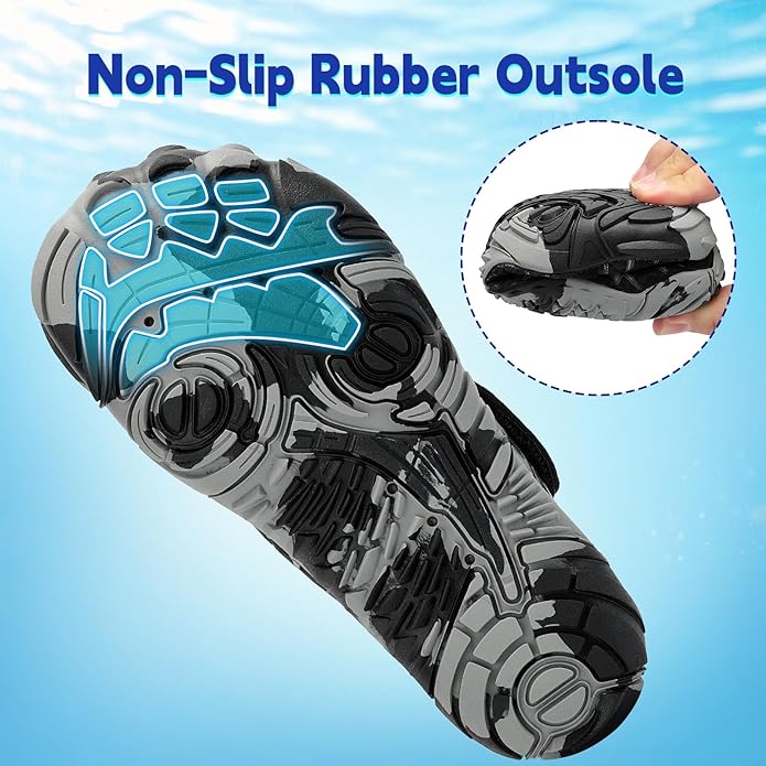 Kids Water Shoes Boys Girls - Wide Toe Box Quick Dry Barefoot Shoes Breathable Non Slip Aqua Athletic Sneakers for Swim Beach Pool Kayak Hiking Sand Walking Travel Essentials (Little Kid/Big Kid)