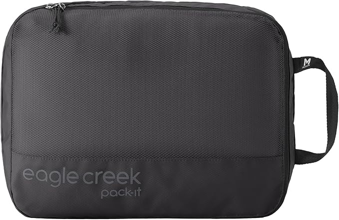Eagle Creek Pack-It Reveal Clean/Dirty Cube M - Water-Resistant Dual Compartment Packing Cube With Internal Divider for Clean & Dirty Clothes - Travel Essentials - Black