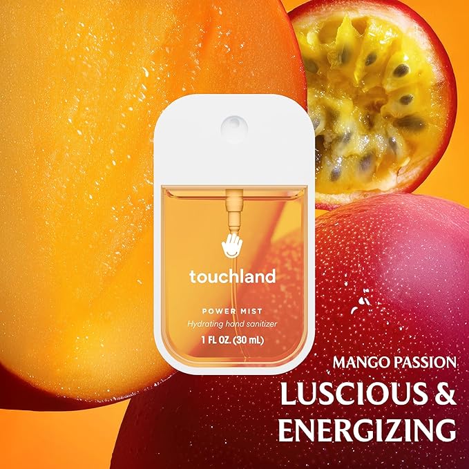 Touchland Hydrating Hand Sanitizer Spray – Tropical Trio Set (Mango Passion, Beach Coco, Wild Watermelon) – 3 x 1 FL OZ Travel Size Mists