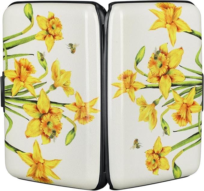 ELFISH Mini RFID Aluminum Wallet Credit Cards Holder Business Card Case Metal ID Case for Men Women(Yellow Narcissus)