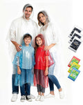Hitituto Rain Ponchos Family Pack Kids– 6/12/24 Pack Disposable Poncho with Hood, Clear & Assorted Colors, Home Survival Kits