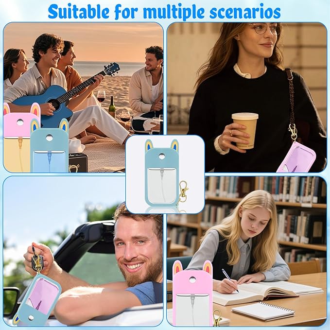 Protective Silicone Case Compatible with Touchland Hand Sanitizer Spray Case Holder with Keychain Compatible with Touch Land Mist Hand Sanitizer Spray Accessory Travel Cover Sleeve Travel Size-2pcs