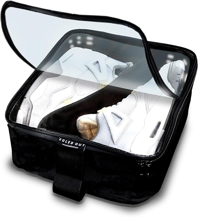 SoleGuardian XXL Sneaker Travel Case – U.S. Brand – Clear Waterproof Lid, Adjustable Dividers – Soft Bag Organizer for up to 4 Pairs of Casual, Athletic, Golf & Sports Shoes, Gift for Men & Women (3)