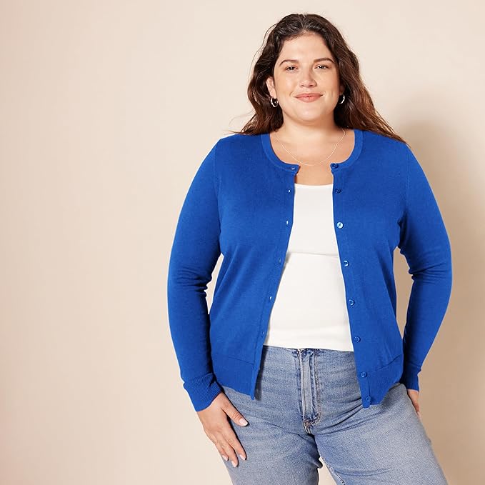 Amazon Essentials Women's Lightweight Crewneck Cardigan Sweater (Available in Plus Size)