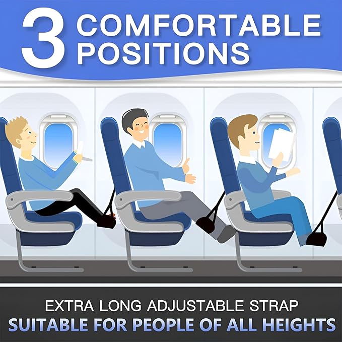 2-Pack Airplane Travel Footrest Hammock - Perfect Airplane Foot Hammock to Relax Your Feet - Travel Essentials Comfy Foot Hanger Airplane Footrest for Long Trip