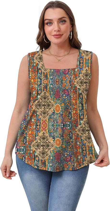 WIHOLL Women's Square Neck Tank Top