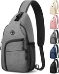 Pritent Crossbody Bags for Women Man, Waterproof Sling Bag Backpack Trendy Casual Cross Body Bags with Convertible Shoulder Strap Chest Bag for Camping Hiking Travel Essentials (light Grey, Large)