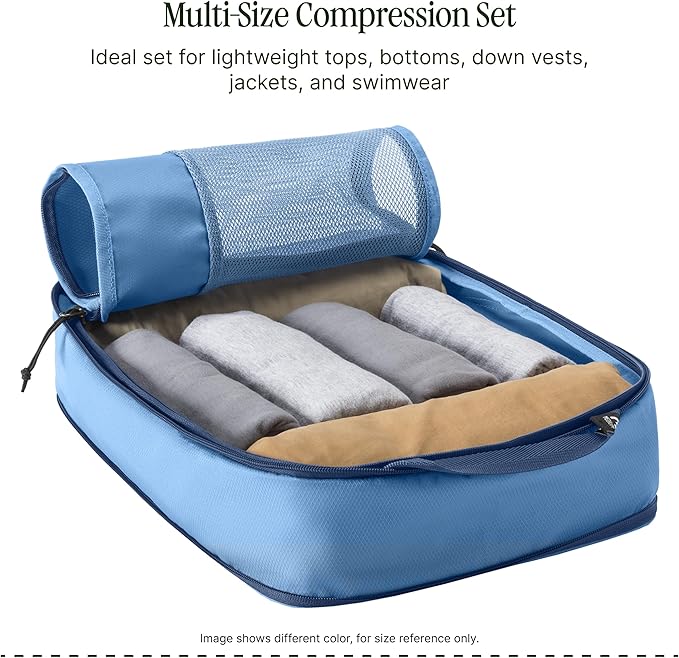 Eagle Creek Pack-It Reveal Compression Cube - Lightweight Compression Cube for Optimizing Luggage Space - Convenient Top Handle - Easy-Grab Zipper - Washable - S/M Set - Black