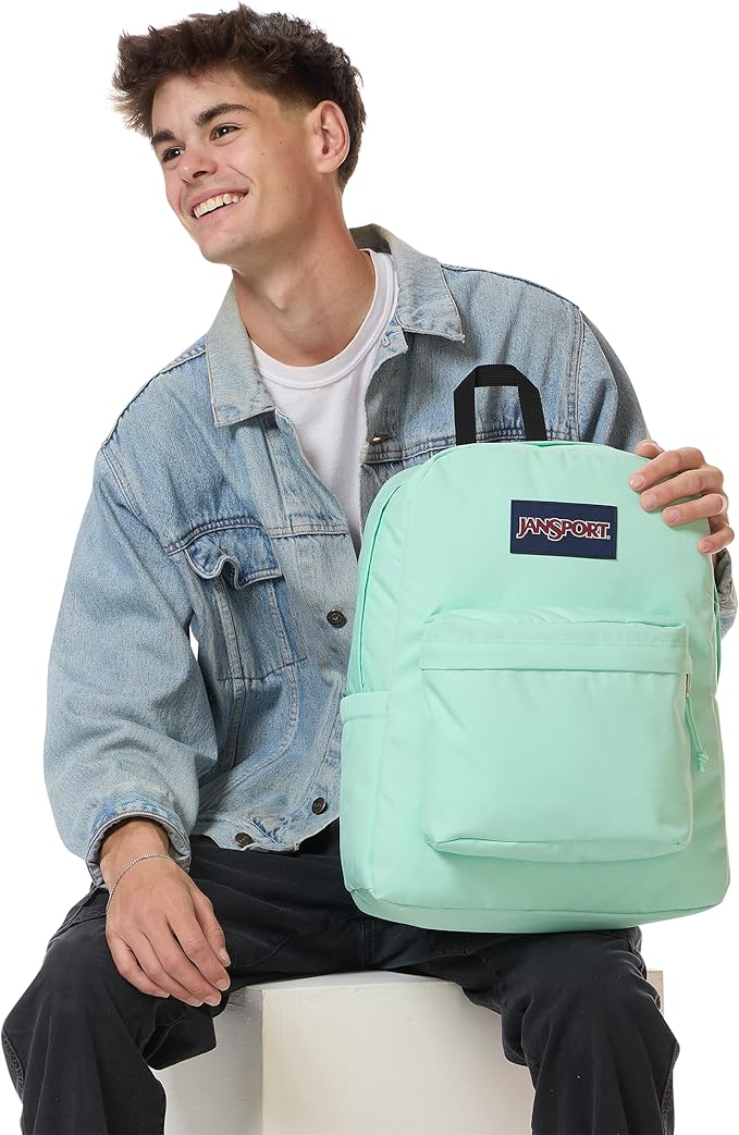 JanSport SuperBreak Plus Backpack with Padded 15-inch Laptop Sleeve and Integrated Bottle Pocket - Spacious and Durable Daypack for Work and Travel - Magic Mint