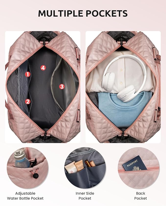 Gifts for Teenage Girls-Bachelorette Personalized Weekender Travel Bag with Monogram, Girls Duffle Bag with Shoulder Strap, Overnight Bag for Women-Sweet 16 Gifts for Girls (Letter W)