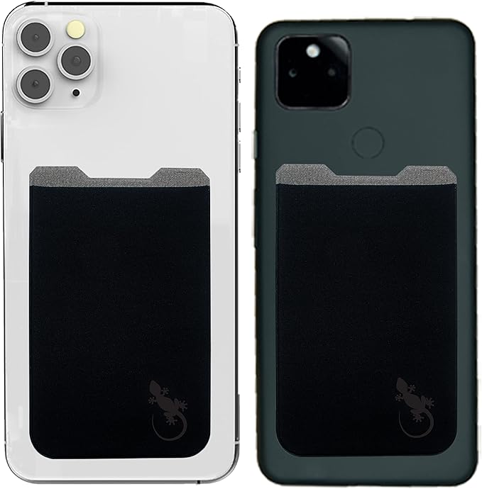 Phone Wallet - Adhesive Card Holder - Cell Phone Pouch - Stick on Lycra Pocket by Gecko - Carry Credit Cards and Cash