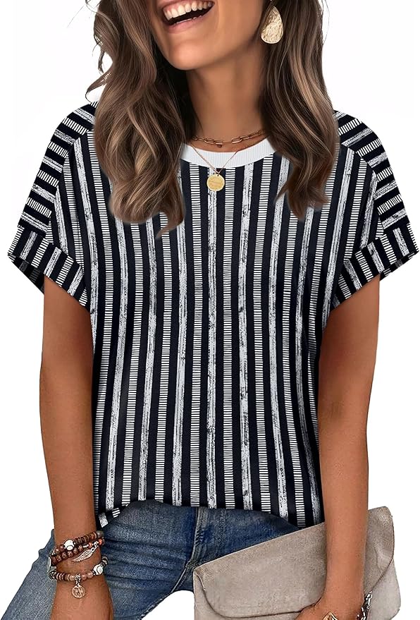 WIHOLL Womens Tops Short Sleeve Shirts Summer Outfits 2026 Spring Dressy Casual Clothes Clothing