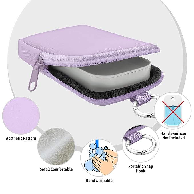 Hand Sanitizer Spray Case, Hand Sanitizer Holder Zippered Pouch, Cute Fashion Accessory with Snap Hook for Glow Mist and Power Mist 1FL OZ, Purple