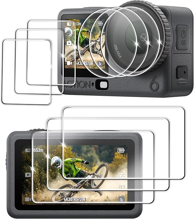 FiTSTILL Screen Protector for DJI Osmo Action 6,Ultra HD 0.28mm Tempered Glass,9H Hardness Scratch Resistant Anti-Fingerprint Bubble Free Action6 Camera Accessories kit