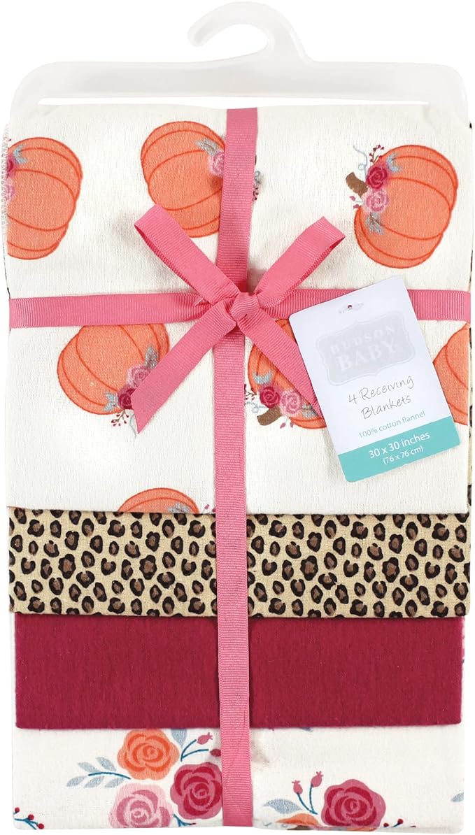 Hudson Baby Unisex Baby Cotton Flannel Receiving Blankets, Cutest Pumpkin, One Size