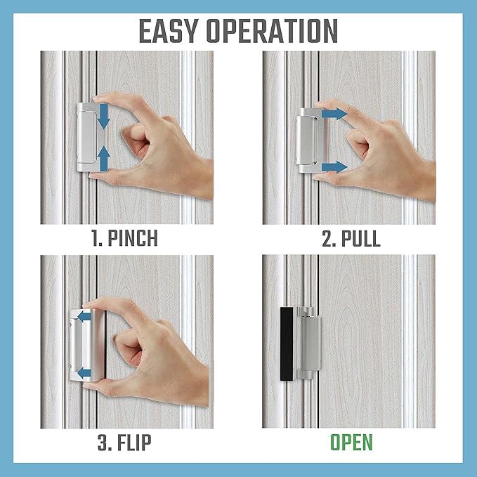 GreaTalent 1PACK Home Security Door Reinforcement Lock Childproof, Add High Security to Home Prevent Unauthorized Entry, Aluminum Construction Finish