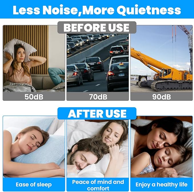 20 Pcs Silicone Ear Plugs for Sleeping, Soft Moldable Silicone Earplugs for Sleep, Noise Cancelling Reduction Earplugs for Swimming, Travel, Snoring, Concerts, Airplane, Motorcycle, Musicians