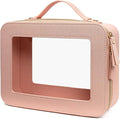 LETGO Clear Makeup Bags - TSA Approved Toiletry Bags with Zipper, Makeup Organizer for Carry-on Travel Essentials, Cosmetic Bags for Women & Men (Large Pink)