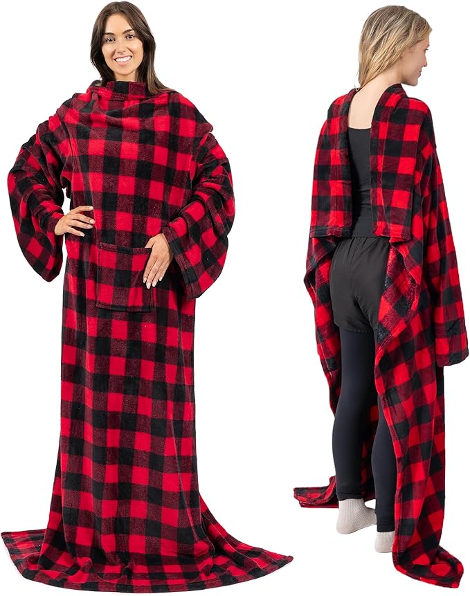 PAVILIA Wearable Blanket with Sleeves for Adult Women Men, Cozy Fleece Warm Wrap Throw with Arms, Gifts for Christmas, Wife