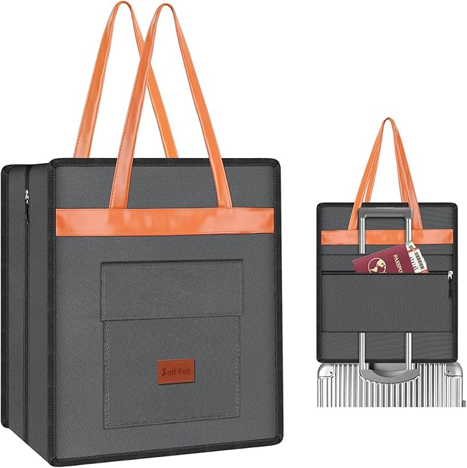SelfTek Shoe Bags for Travel with Handle, Waterproof Large-Capacity Family Travel Shoe Bag Organizer for Multiple Shoes, Shoe Travel Bags for Packing, Suitable for Luggage Handle- Grey