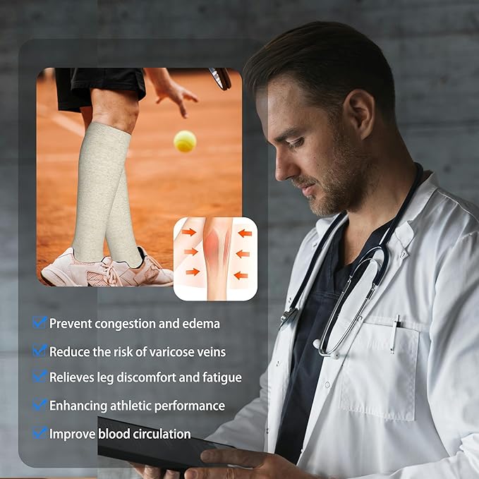 LEVSOX Cotton Compression Socks for Women&Men 20-30mmHg Knee High Cute Support Sock for Nurses Pregnancy Travel